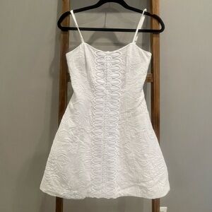 EEUC Lily Pulitzer White Embroidered Spaghetti Strap Dress